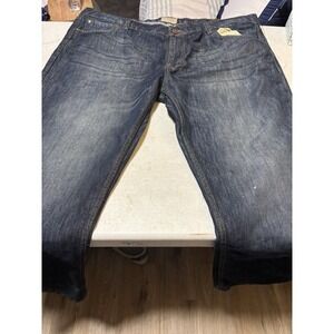 Weatherproof Jeans Men's W46XL30 Vintage Slim‎ Straight Dark Blue Distressed